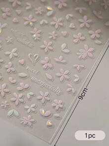 1pc Iridescent Pearlescent Sakura Heart Decorative Sticker, Self-Adhesive Waterproof Cherry Blossom Petal Decal For Camera, Phone Case, Laptop, Water Bottle, DIY Decoration Material School Supplies - Pink Cherry Blossom Petals - View 6