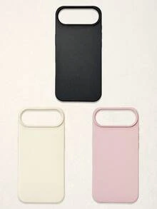 3pcs Solid Color Faux Leather Texture Waterproof Anti-Slip Anti-Fall Phone Cases, Matte Soft TPU Shockproof Protective Covers, Minimalist Aesthetic Dopamine Black / Pink / Cream White Phone Cases, Daily Use & Birthday / Valentine's Day / Mother's Day / Anniversary Gift Choice, Compatible With Iphone Case& Galaxy Case - Multicolor - View 30