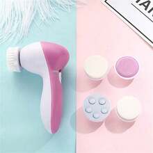 5-In-1 Electric Facial Cleansing Brush: Deep Cleansing, Blackhead Removal, Exfoliation And Massage, Revealing Radiant Skin! - Pink-1Pc - View 6