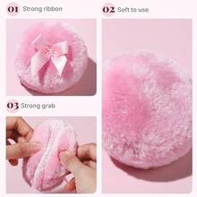 Teenitor 2pcs Soft Powder Puff And Container, Reusable Powder Puff Container With Puff, Glass Crystal Box For Soft Velvet Body Powder Puff Pink - Multicolor - View 5