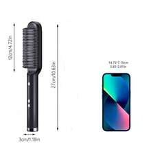 Two-In-One Ceramic Straightening Comb, Suitable For Use In Outdoor And Hotel Settings. It Quickly Straightens And Smooths Unruly Hair. - Black - View 10