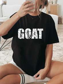 Goat Workout Sport Soccer Mode Cool Looking T-Shirt Top Women - Black - View 1