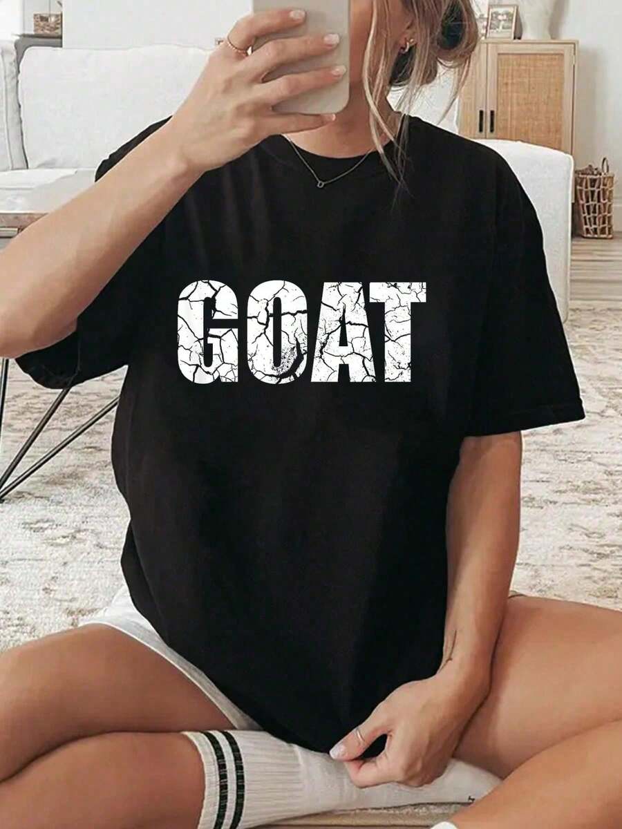 Goat Workout Sport Soccer Mode Cool Looking T-Shirt Top Women - Black - View 1
