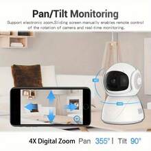 1pc 1080P Ultra HD Smart Security Pet Camera, 2.4G WIFI, Night Vision, Motion Detection, Two-Way Audio And 360 Degree Rotation - Suitable For Office And Home (Indoor And Outdoor) Monitoring Dogs, Cats And Fish And Other Small Animals. - White - View 6