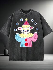 New Style Washed T-Shirt: Extravagant Juggling Sheep: Night Circus Edition -% Cotton, Comfortable Fashion Style - Black - View 1