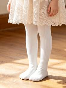 4 Pairs Girls' Simple Versatile All-Season Base Layer Tights, All-Match Style Without Accessories Daily Wear Girls' Leggings, Suitable For School - Multicolor - View 5