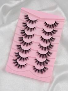 New 7 Pairs Manga Lashes Eyelashes 3D Faux Mink Lashes Natural Eyelashes Black Eyelash Stem False Eyelashes Cat Eye Lashes Eyelash Extension Effect Portable For Traveling Or Daily Makeup - View 3