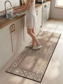 Cirelle 1pc Linen-Color Silicone Kitchen Mat Carpet, All-Season Anti-Fatigue, Soft & Comfortable, Anti-Slip & Anti-Fall, Absorbent & Quick-Drying, Easy To Clean, Wear-Resistant, Fit For Kitchen, Dining Room, Entrance, Laundry Room, Hallway, Bathroom,  Etc. - Multicolor - View 1