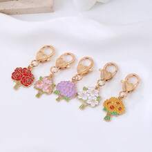 1pc New Flowers Love Charm Of Earphone Case Keychain Flower Key Ring Pendants For Women Girls Handbag Decor DIY Handmade Key Chain Gifts - Multicolor - View 2