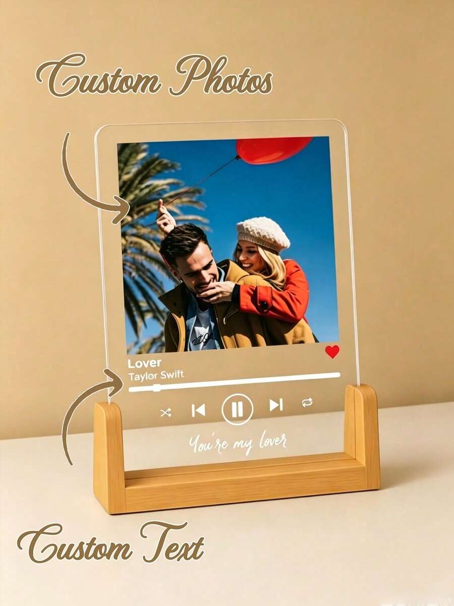 1/2pcs Customized 2D Acrylic Photo Frame Display Stand, Personalized Engagement Photo Frame, Perfect Gift For Newlyweds, Engagement Or Family/Friends - Multicolor - View 1