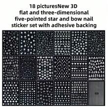 Colorful Nail Art Stickers, White And Pink Floral Pattern, 3D Self-Adhesive Nail Stickers, New 3D Flat And 3D Star And Bow Nail Art Sticker Set, With Adhesive Backing - Multicolor - View 12