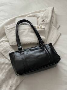 Fashion Minimalist 2026 New Solid Color Niche Versatile Underarm Bag - Black - View 7