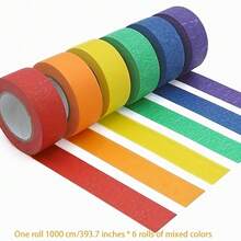 Roll/6-Roll Set Colorful Masking Tape, Removable & Residue-Free, Multi-Purpose Art Tape, Writable Surface, Suitable For Painting, Crafts, School Assignments, Scrapbooking, Decoration - Adhesive Tape - View 9