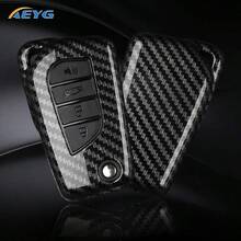 碳纖維風格 ABS 汽車鑰匙遙控器保護套，適用於 RAV4 Camry Corolla Avalon C-HR GT86 Hilux Fortuner 2012-2024 - 豐田C款 - 查看 8