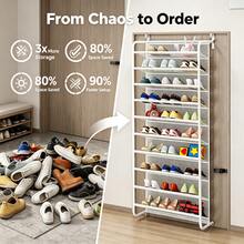 1pc 10-Tier Over-The-Door Shoe Rack, 3X Large Capacity, Space-Saving Wall-Mounted Storage Rack, White Minimalist Style, Mesh Design, Hanging Shoe Organizer, Suitable For Bedroom, Entryway, Closet, Dorm - View 7
