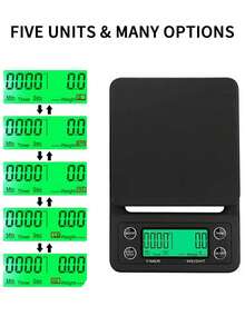 Báscula electrónica de alimentos de 3kg, medición de alta precisión, panel de pantalla digital LED, báscula de cocina con conversión de unidades, función de temporizador y función de tara, adecuada para cocina, granos de café, cocina (baterías no incluidas). - Báscula de cocina - Ver 2