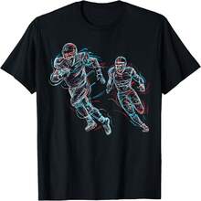 Abstract Art Football Player Running T-Shirt - Black - View 6
