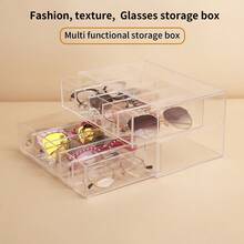 1pc Clear Acrylic Double Layer Fashion Glasses Organizer Stackable High Capacity Dustproof Eyeglass Storage Box Gift - Multicolor - View 2