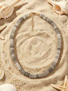 1pc European & American Bohemian Faux Stone Abacus Bead Beaded Necklace With Stainless Steel 18K Gold Plated Accessories, For Summer Beach Holiday - Handmade Beaded Faux Stone Stainless Steel Necklace - View 26