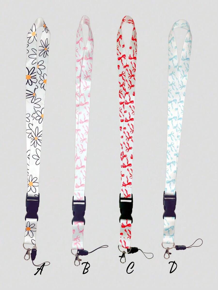 1pc Casual Versatile Multi-Pattern English ID Badge Lanyard 20.91in(53.1cm) Simple Fashion Detachable Neck Strap Lanyard Teacher Nurse ID Card Lanyard White Flower Pink Stay Arrow Rainbow Flower Detachable Lanyard Teacher's Day Nurse's Day Gift Daily Wear Office Supplies - A - View 1