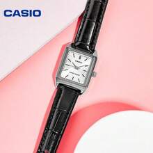 Casio Minimalist Silver Square Wristwatch, Women's Leather Strap Quartz Watch, 30m Waterproof Commute Essential - one-size - View 1