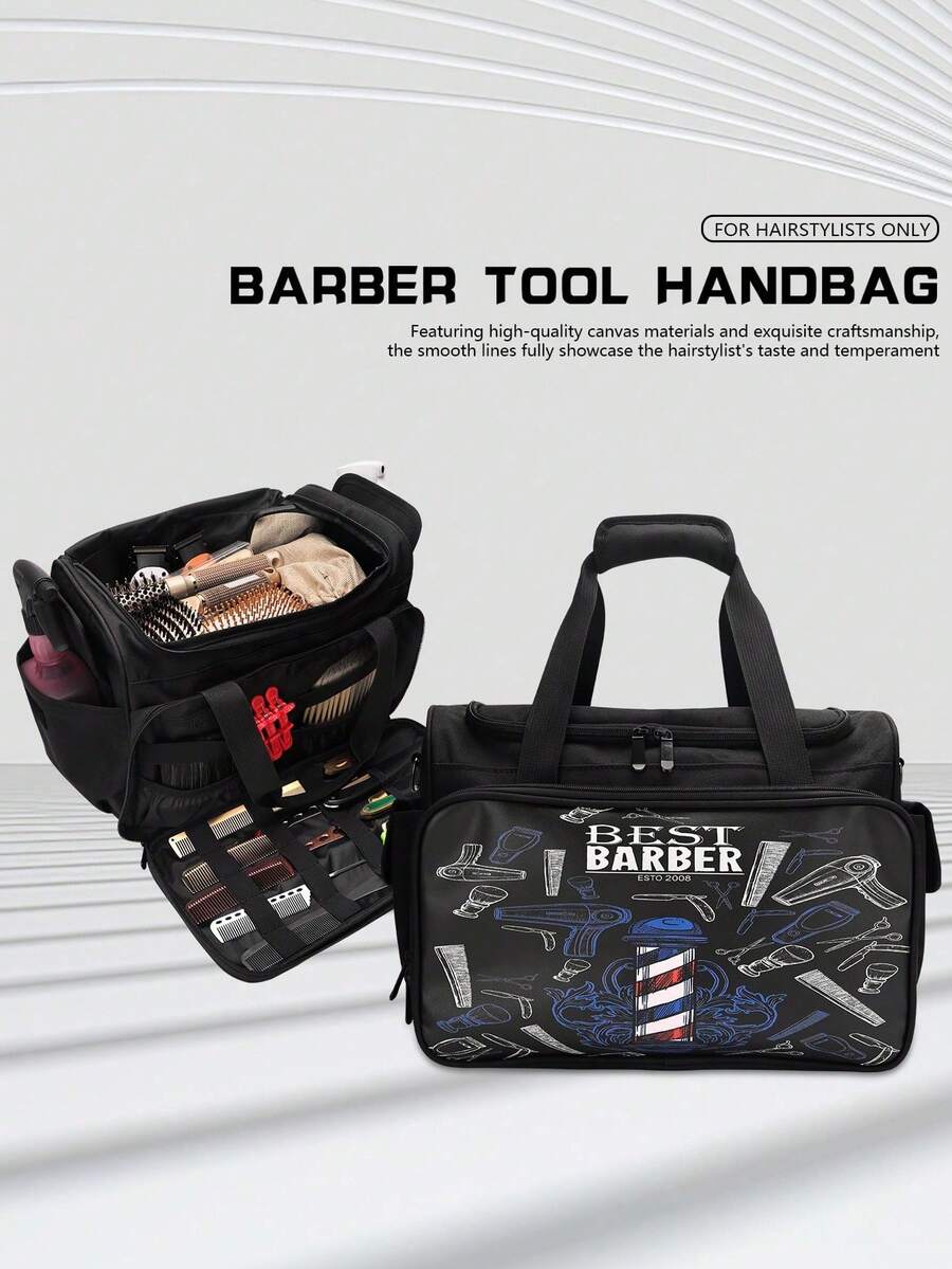 BARBERTOP 專業美髮造型與理髮工具包,多功能沙龍設備收納袋,附肩帶,大容量,適合美髮師旅行與收納 - 彩色 - 查看 1