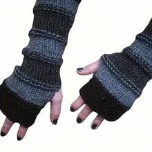 1 Pair Striped Bohemian Polyester (Polyester) All-Season Daily Women's Autumn/Winter Comfortable Warm Anti-Cold Gloves, Perfect Christmas Gift - A - View 3
