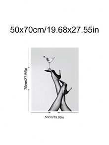 1pc Abstract Fashion Print, Black And White Portrait Sketch Poster, Martini & Heels Print, Ideal Gift,Suitable For Bedroom,Living Room,Kitchen,Wall Arts,Wall Decor,Home Decor,Room Decor,Canvas Wall Art,Posters, Wall Art With Frame, Optional Frame - 1PCS - View 14