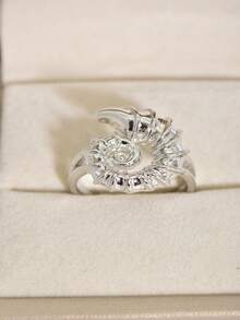 1pc Conch Shell Shaped Open Ring, Gold/Silver Color Options, Adjustable Niche Design Ring, Versatile Women's Accessory - Silver - View 12