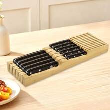 Knife Drawer Organizer Bamboo In-Drawer Knife Block Organizer Kitchen Steak Knives Holder Organizer For Drawer 11 Knives Slots 11 Knives Slots - Variant - View 8