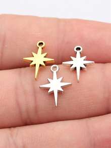 40pcs 15x11mm Starburst Star Charms Pendant For DIY Jewelry Making Necklace Keychain Phone Chain Bracelet Making Accessories Handmade Craft - Starlight - View 11