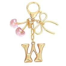 1Pc Initial Keychain, Coquette Cherry Bow Charm Pendant, Y2K Aesthetic Resin Keyring For Backpack Car, Cute Gift For Her Women Girls - Multicolor - View 36