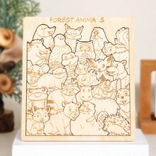 1 Set Wooden Asymmetric Animal Puzzle, Laser Engraved High Difficulty Ocean Forest Dinosaur Theme Children's Educational Puzzle Board Toy - Multicolor - View 9