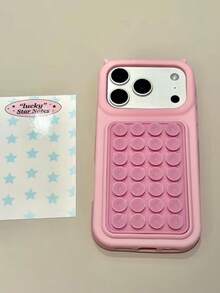 創意設計拼色可愛粉色吸盤矽膠手機殼，適用 17 Pro Max、新款 Apple 16 Plus、15 Pro、14/13，韓系清新女性保護殼 - 粉色 - 查看 4