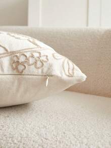 1件米色天鵝絨花鳥刺繡枕套，四季通用，適合室內裝飾，不含枕芯 - 米色 - 查看 11