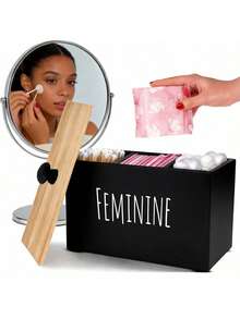 Aesthetic Tampon Storage Box With 3 Slots Anti Dust Cover Premium Multifunctional Bathroom Storage Box For Housewives Handy Jewelry Organzierhair Accessories Organaizer To Hold Makeup Pads Travel Essential Home Decor Bathroom Accesssories - View 13