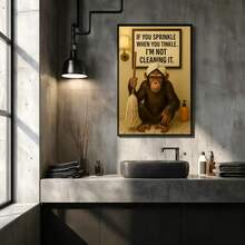 Humorous Chimpanzee Self-Adhesive Wall Sticker Poster With Playful Quotes, Funny Bathroom Decor Wall Decals, 3-Piece Set, Suitable For Restrooms, Hotel Bathrooms, Restaurants And Home Wall Decoration, Halloween Gift - 3-piece Wall Sticker - View 5