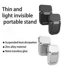 2 piezas Soporte portátil para portátil | Soporte ergonómico plegable invisible para escritorio, materiales de ABS y aleación de aluminio disponibles, colores negro y plateado disponibles, pies de soporte autoadhesivos para portátil, adecuado para portátiles de 10-18 pulgadas, tabletas, teclados y teléfonos, soporte ergonómico con ventilación y enfriamiento - Conjuntos - Ver 6