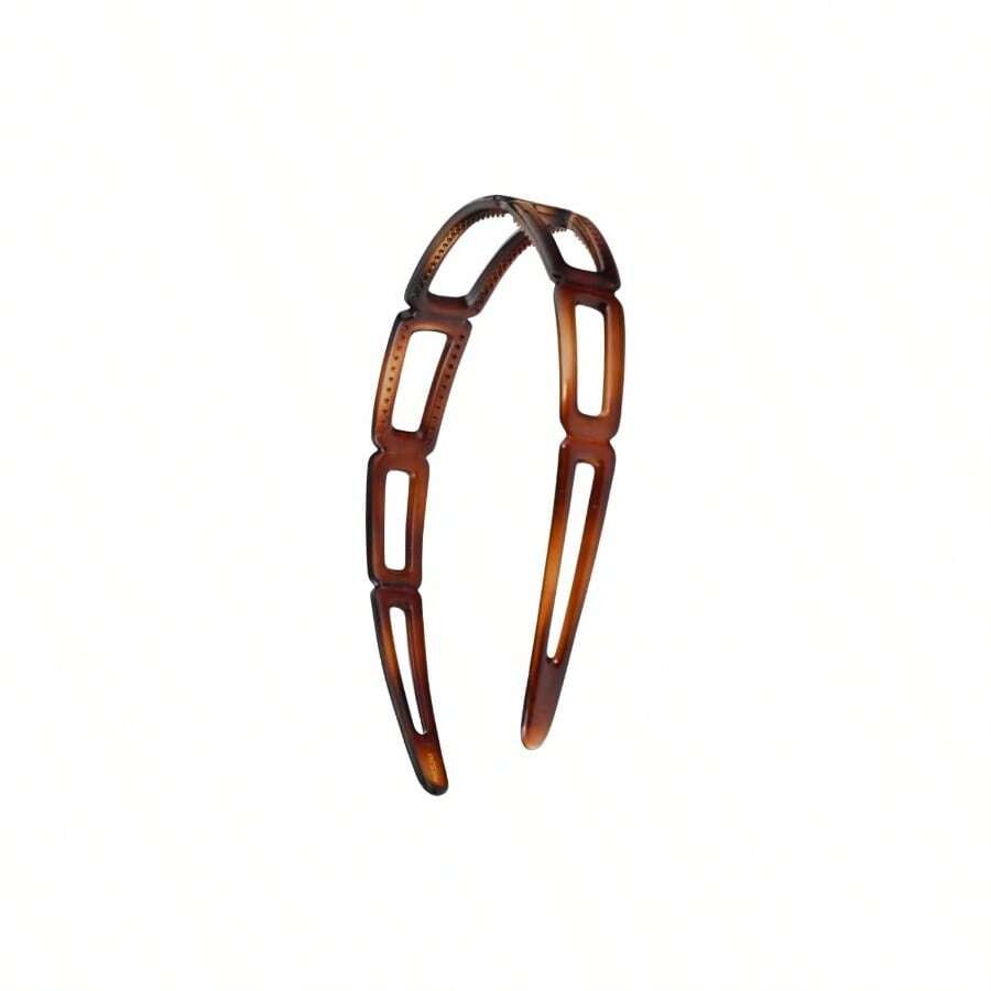 Diadema geomtrica abierta de acetato de celulosa con diseo de carey u2014 Fabricada en Francia, con dientes de agarre interior, diadema francesa ligera para mujeres y nias carey, 1, 9 - Tortuga - Ver 1