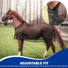 1pc Horse Fly Mask, Breathable Micro-Pore Mosquito Net, Adjustable Strap, Lightweight Nylon Horse Cover, Prevent Fly Bites (70"-72") - Black - View 8