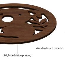 4pcs/Set Rustic Koala Themed Wooden Coasters, Double-Sided Heat-Resistant Non-Slip Surface. Suitable For Coffee Cups, Tea Cups, Wine Glasses, Perfect For Home Dining Room, Office Desk, Bar, Cafe, Great Housewarming Gift And Kitchen Decor. - Multicolor - View 10