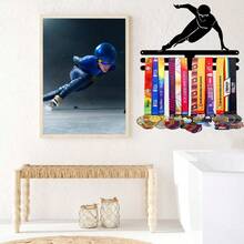 1PC Speed Skating Gold Silver Bronze Medal Display Rack, Metal Wall Decor Storage Rack, Suitable For Sports Awards, Weatherproof Display Collection - Perfect For Sports Enthusiasts And Athletes - Indoor And Outdoor Display, Ideal Gift For Sports Fans And Champions - Black - View 5