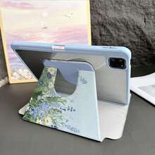 清新藍色雛菊印花平板保護殼，附筆槽，適用於 iPad 11 (A16 2025)，自動睡眠/喚醒功能，兼容小米 5/5PRO/6/6PRO/7/7PRO、華為 MatePad、榮耀 Pad - 彩色 - 查看 4