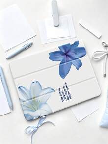 Exquisite Cute Cartoon Blue Flower Letter Double-Sided Acrylic Transparent Crystal Back Cover, Shockproof And Durable, Compatible With IPad 7th Generation, 8th Generation (10.2 Inch) And 10th Generation. It Has A Built-In Pen Slot, Supports Sleep/Wake Function And Multiple Folding Stand Modes. It Is An Ideal Gift For Others. - Multicolor - View 2
