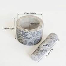1pc Natural Marble Mortar And Pestle, Grinding Various Spices, Baby Food, Garlic Crusher, Peanut Butter Grinder, Manual Grinder - Light Grey - View 7