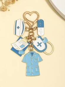 Cute Alloy Enamel Nurse Uniform Tool Shaped Keychain, Health Care Gift, Nurses Day, Mother's Day Gift, Ideal Gift For Best Friend - Multicolor - View 5