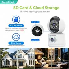 Cámara de 2K WIFI de función completa, visión nocturna a color de doble lente, PTZ Pan-Tilt-Zoom, detección de movimiento precisa por IA, alarma de sonido y luz, disuasión con un solo clic, conexión inalámbrica WiFi de 2.4GHz, audio bidireccional + uso compartido multiusuario, compatible con tarjeta Micro SD / almacenamiento en la nube + reproducción + visualización en pantalla múltiple, notificaciones de alarma en tiempo real a través de la aplicación - Especificaciones múltiples - Ver 10