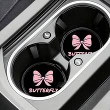 2 Stück Schleifenmuster rutschfeste Auto-Getränkehalter, modische Wasserbecher-Untersetzer für Zuhause und Büro, ideale Geschenkidee für Geburtstage, Partys und Jahrestage - A - Übersicht 4