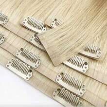 Uveous Straight Clip In Hair Extensions Remy Human Hair 8pcs Per Set With 18Clips Double Weft Clip In Human Hair Extensions Brazilian Virgin Real Human Hair For Women - S613 - 查看 3