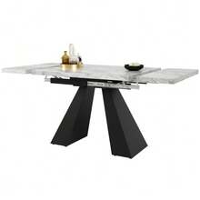 Telescopic Dining Table (99-159 X 74 Cm), Extendable, Ideal For Optimizing Space In The Kitchen. Large Tabletop And Flexible Design, Perfect For The Office Or Living Room. Legs On A Central Pedestal. - 灰色 - 查看 10